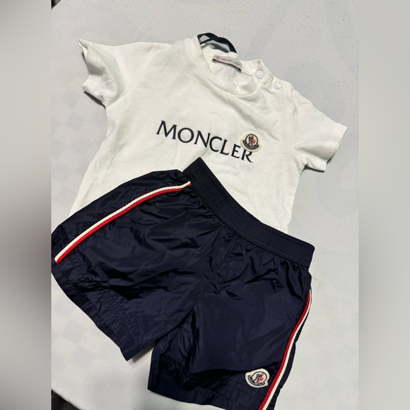 Kids Moncler set swim trunks and tshirt